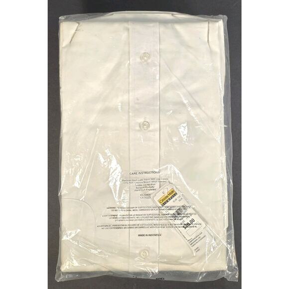 George Foreman Comfort Zone Men's White Button Up Short Sleeve Shirt Size 17.5 - Picture 5 of 6